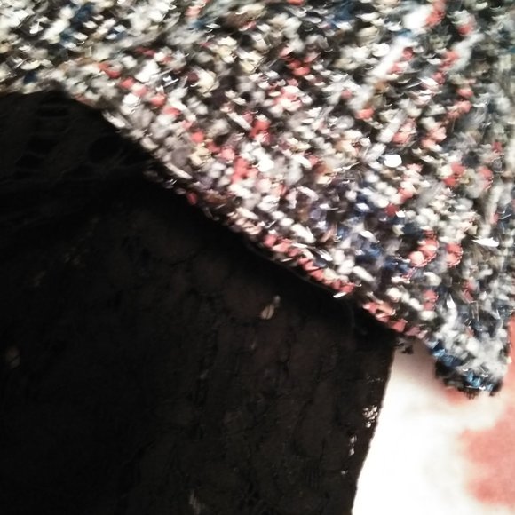 English Factory Tweed Pencil Skirt Lace Bottom - Picture 12 of 12